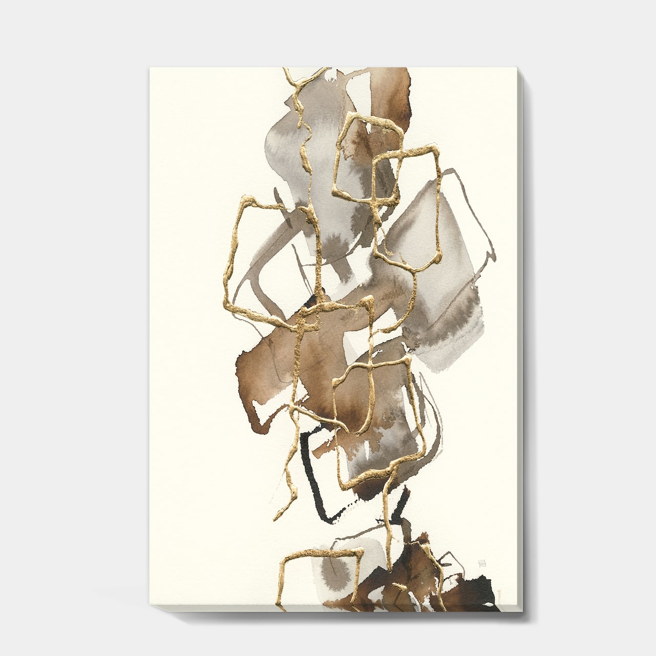 Designart - Gold Glam Squares III - Modern & Contemporary Premium Canvas Wall Art